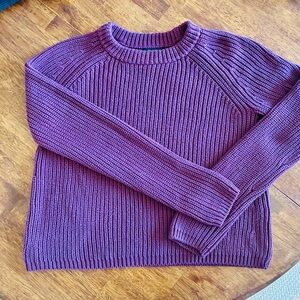 Quince 100% Organic Cotton Fisherman Crew Sweater, XS | Eggplant (dusty purple)
